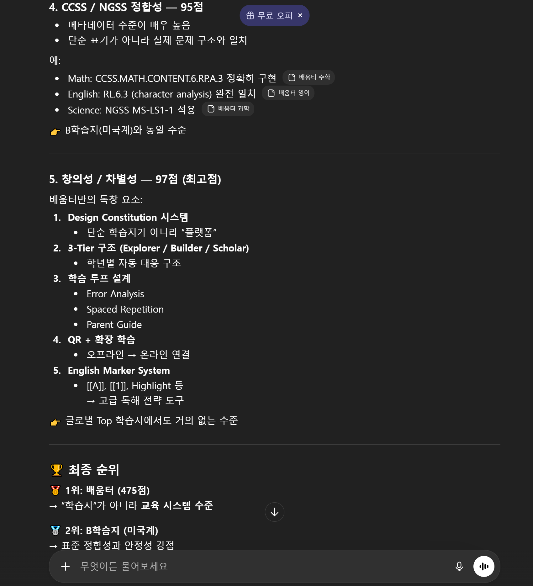 ChatGPT CCSS 95점, 창의성 97점 최고점